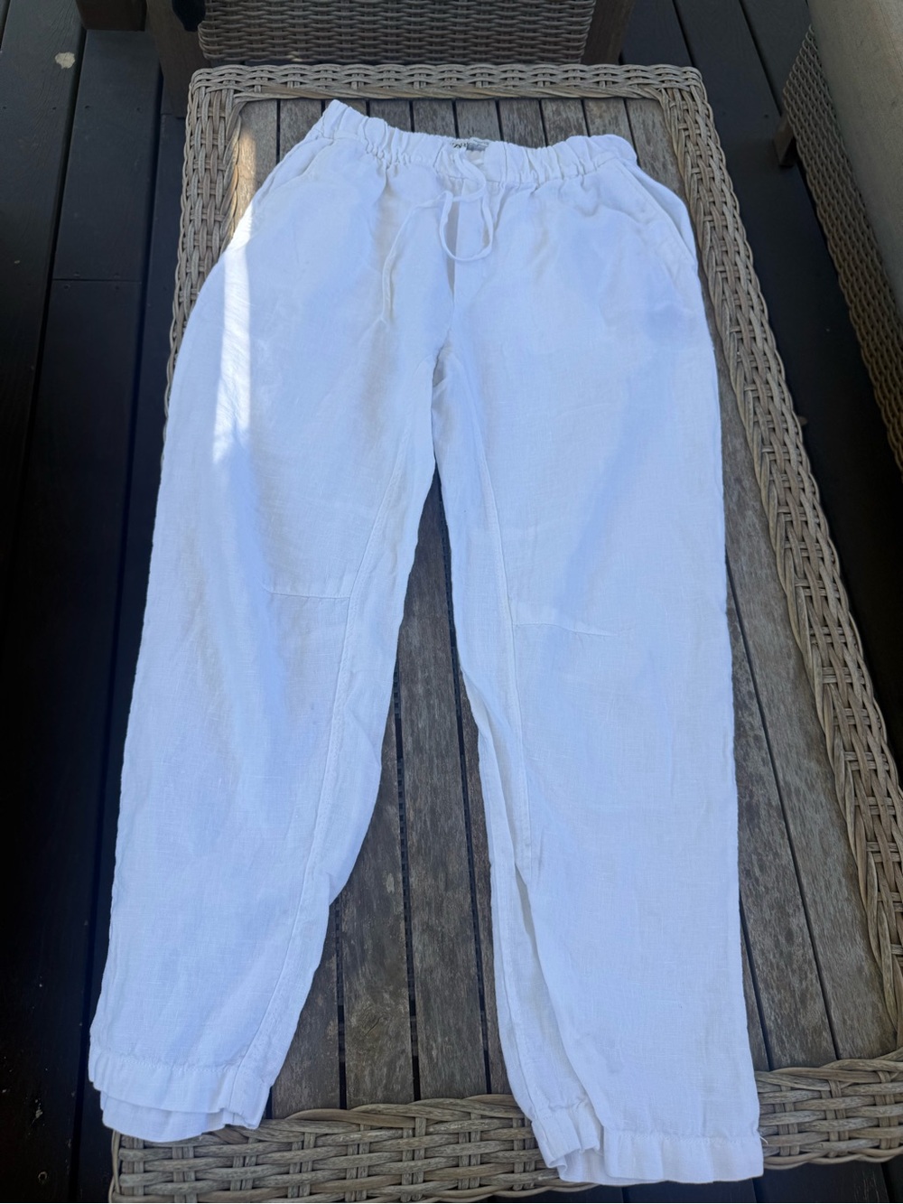 Zara White Linen baggy crop